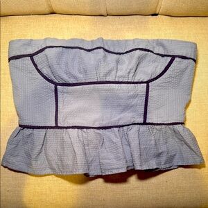 Free People Gray Strapless Ruffle Top